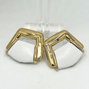 Bluette Made in France Shoe Clips Vintage Gold And white leather
